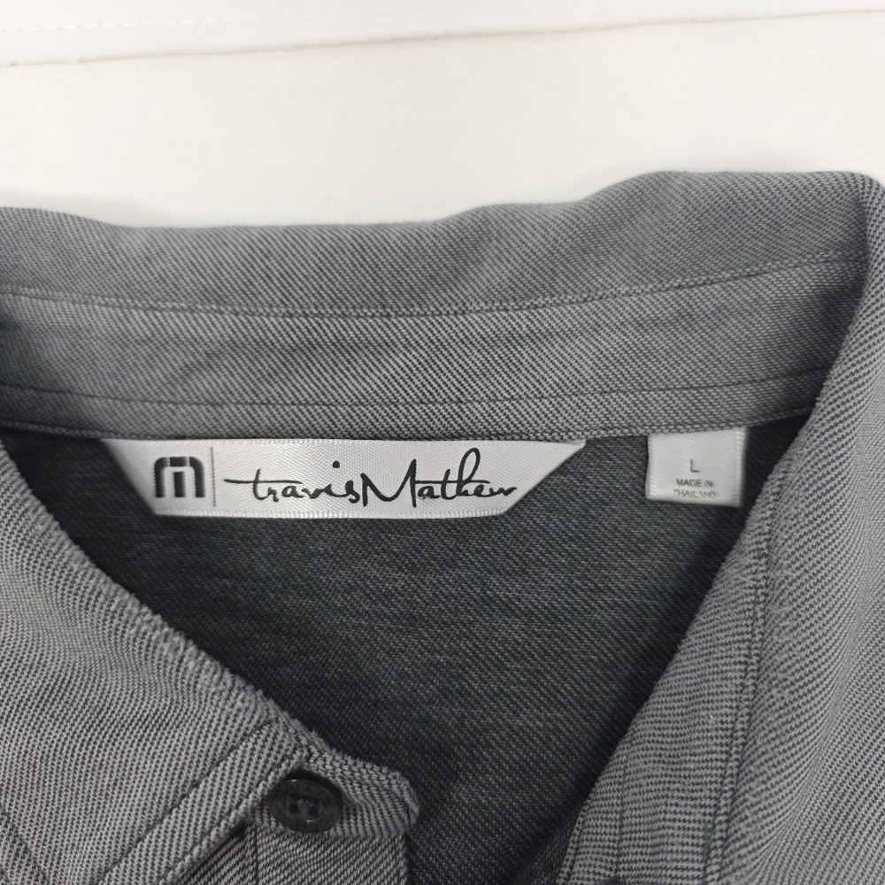 Travis Mathew Shirt Mens Large Gray Striped Performance Golf Polo Pocket Stretch - Picture 5 of 8